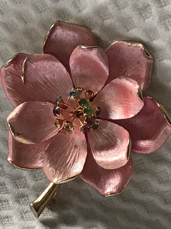 1970’s Costume Jewelry/ Metal  Flower Brooch / Pal