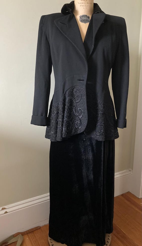 Women’s 1940’s Vintage Formal Evening Jacket• Bla… - image 1