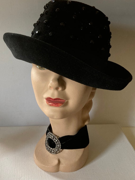 Vintage Fine  Velour Women’s Fedora • Embellished 