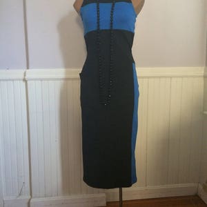 Women&#39;s Vintage Clothing / Dress / Vintage Gianni Versace / Versus Gianni Versace Label / Made in Italy / Size 26/40 / Black and Blue Spadex