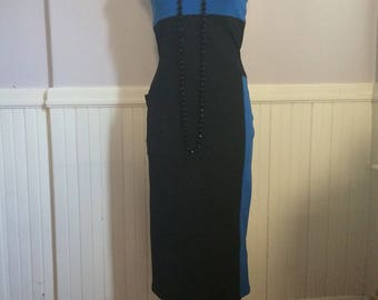 Women's Vintage Clothing / Dress / Vintage Gianni Versace / Versus Gianni Versace Label / Made in Italy / Size 26/40 / Black and Blue Spadex