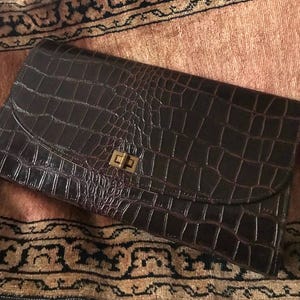 Vintage Faux Alligator Clutch / 1950’s Alligator Clutch Purse / Faux Alligator Handbag