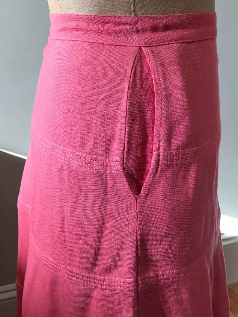 Women’s Vintage Clothing/ Salmon Linen Blend Full Skirt image 9
