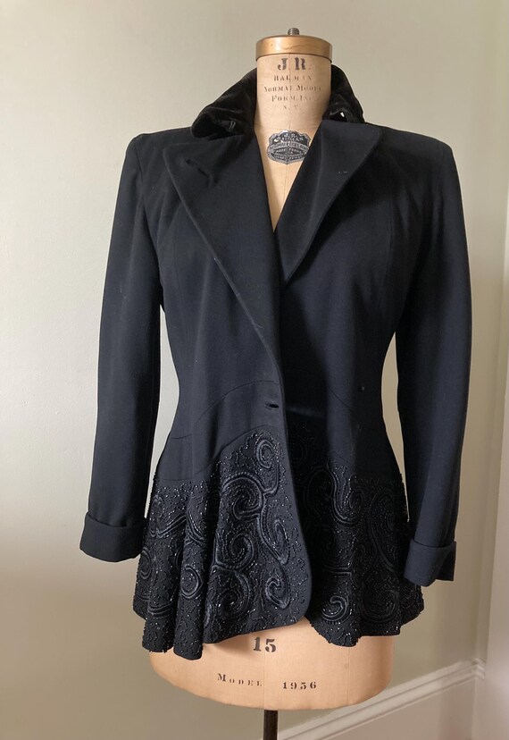 Women’s 1940’s Vintage Formal Evening Jacket• Bla… - image 5