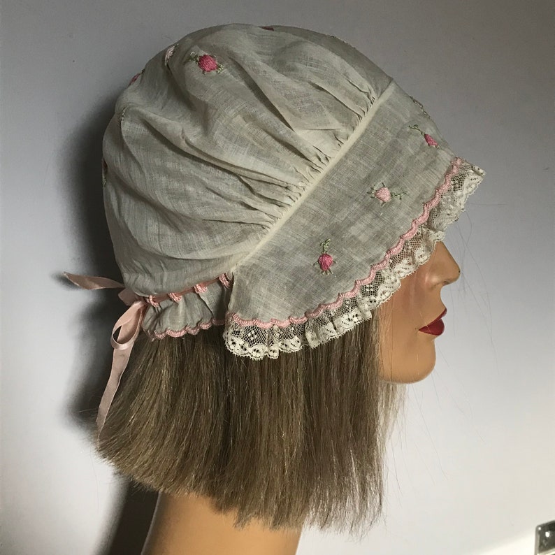 Antique Sleep Cotton Batiste Embroidered Cap Etsy