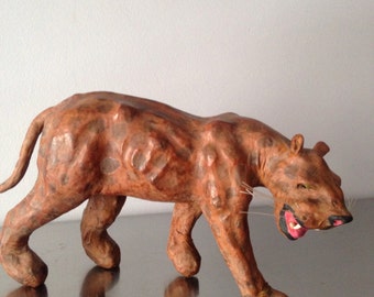 Molded Leather Tiger / Leather Sculpted Tiger / African Animal