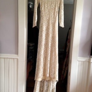 Abito da sposa in pizzo anni &#39;20/&#39;30/Abito da sposa in pizzo chantilly anni &#39;30 con sottoveste/Taglia 0-2 Petite