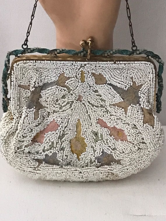 Vintage Beaded Purse • Vintage Wristlet • Seed Be… - image 8