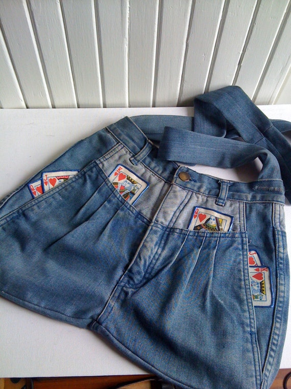 1980's Demin  BlueJean Shoulder Bag with Playing … - image 2