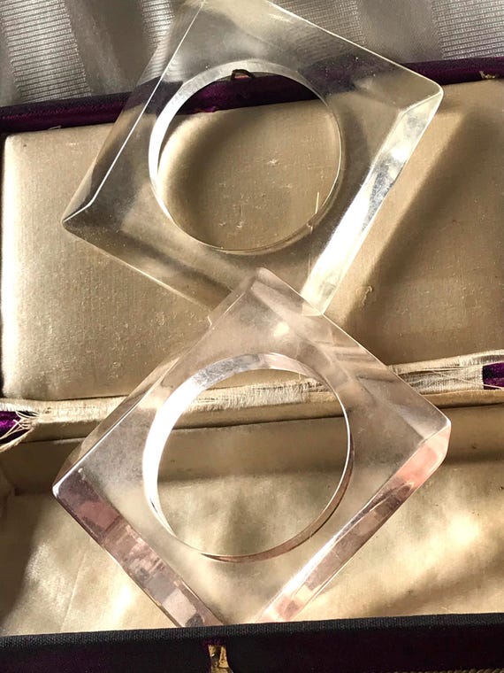 Vintage Lucite Bangles / Geometric Bangle / 60’s … - image 2