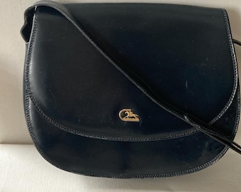 Vintage Coach Dark Navy Leather Crossbody Shoulder Mini Bag Style