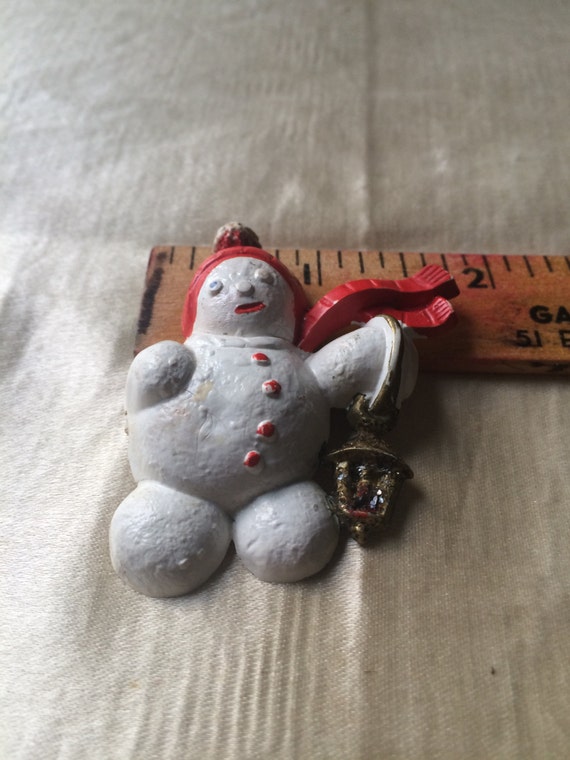 Christmas / Vintage Snowman Pin / Yuletide Jewelry