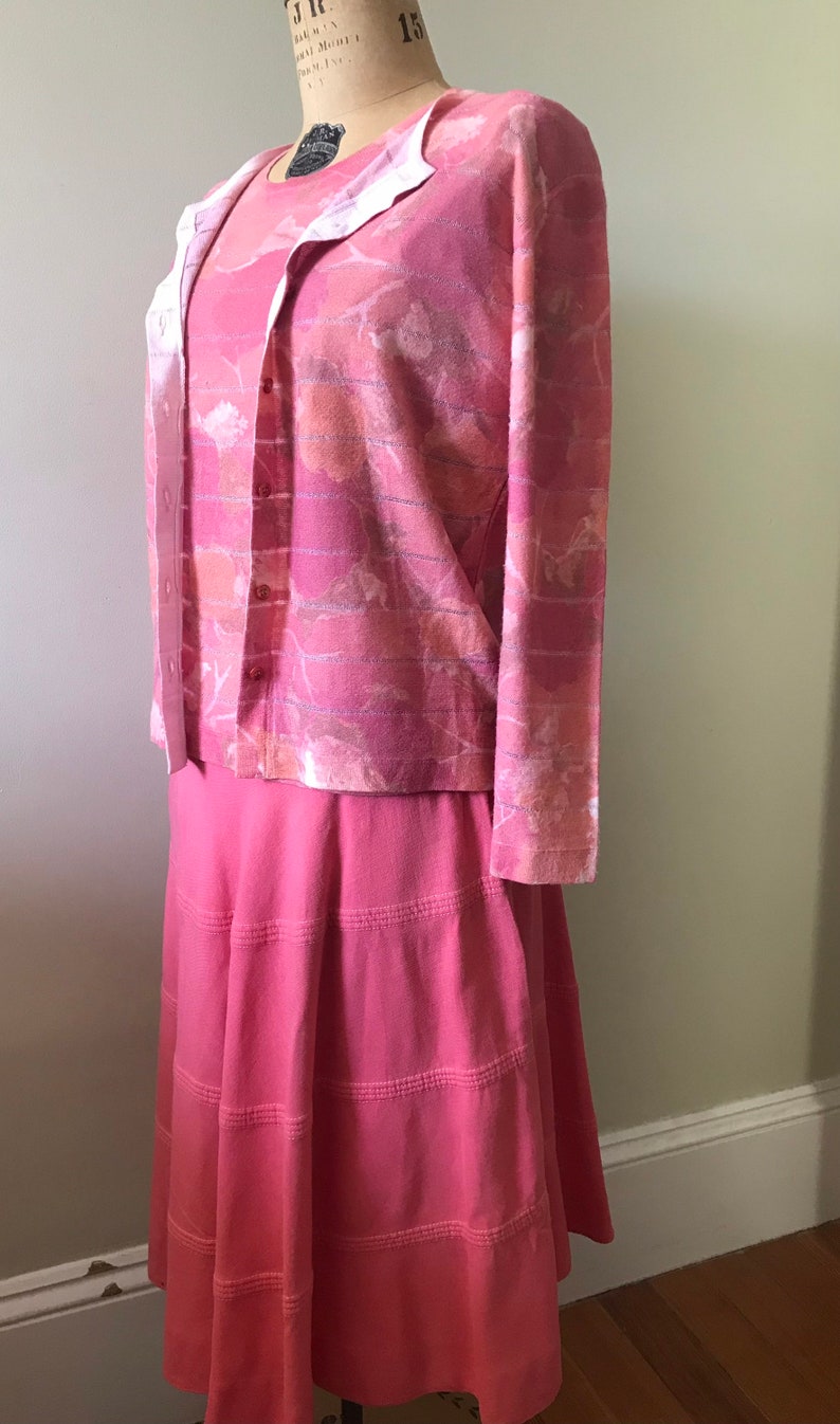 Women’s Vintage Clothing/ Salmon Linen Blend Full Skirt image 2