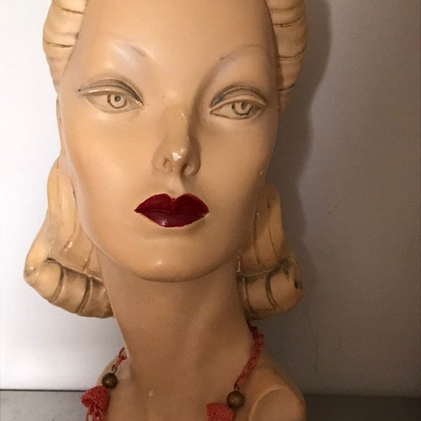 Vintage Jewelry/ 1940's Celluloid Costume Jewelry/ Coral Celluloid Necklace / 40's Costume Jewelry / Coral Celluloid Costume Jewelry