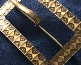Vintage Jewelry • 1930’s Brass Brooch • Brass Buckle Brooch •