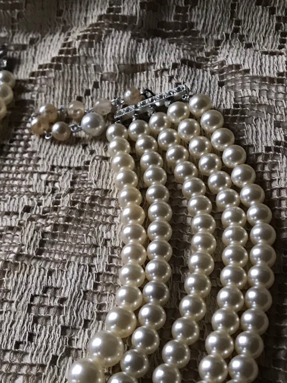 Vintage Jewelry / Faux Pearl 5 Strand Beaded Neck… - image 3