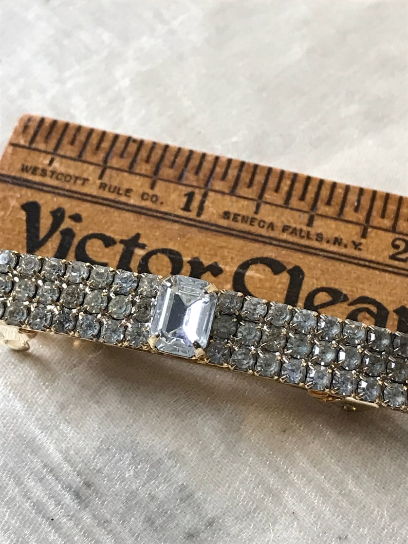 Vintage Rhinestone Barrettes / 1980's Hair Barrettes / Etsy