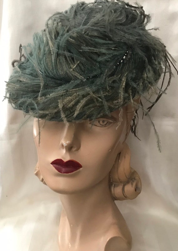 Vintage Hats • 1920’s Fascinator Hat •Ostrich Plum