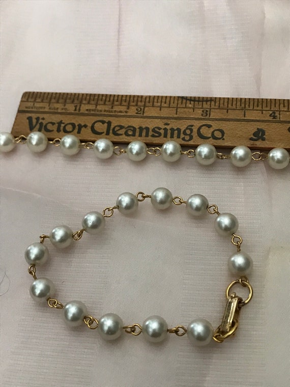 Vintage Faux Pearl Bracelet/ Wedding Jewelry/ Flo… - image 3