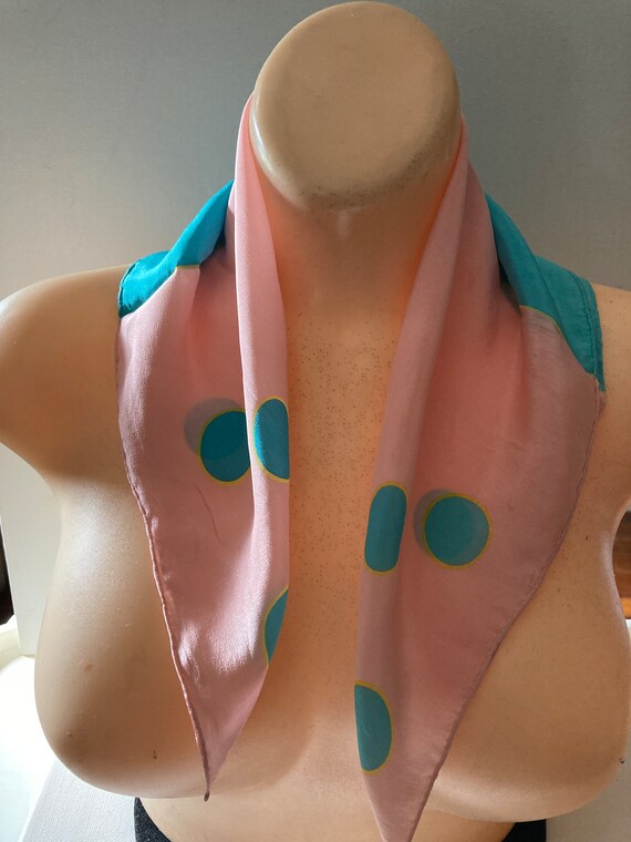 Small Silk Square Scarf• Rock-a-Billy Style Scarf… - image 2