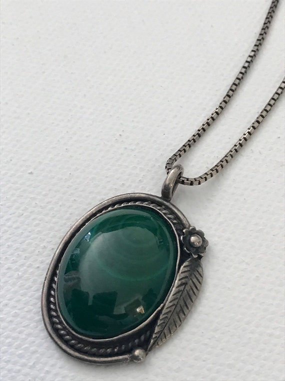 Vintage Jewelry/ Vintage Malachite Necklace/ Ster… - image 3