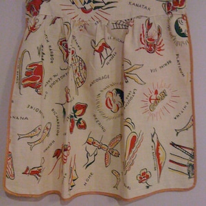 Sale Reduced / Vintage1950&#39;s Cotton &quot;Alaska&quot; Apron