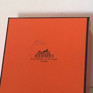 Set of 2 Authentic HERMES Paris Orange Empty Gift Box With Tissue 5x5 &  9x9