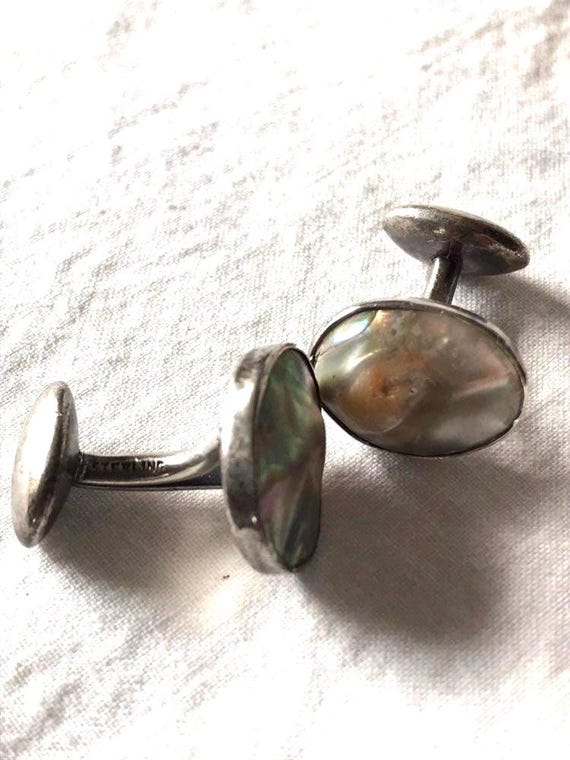 Sterling Silver & Abalone Shell Handcrafted Cuffl… - image 2