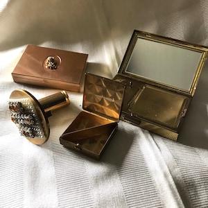 Vintage Lipstick Decorative  Compact Mirror/ Actual 1940’s Lipstick Tube with Decorative Holder
