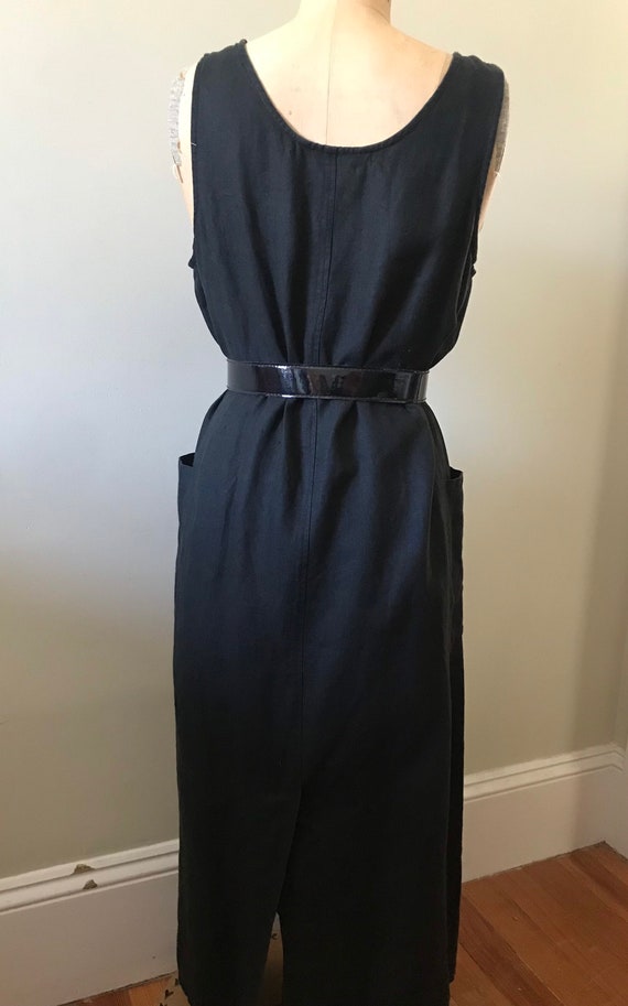 Vintage Linen Dress / Black Linen Tank Dress / Su… - image 5