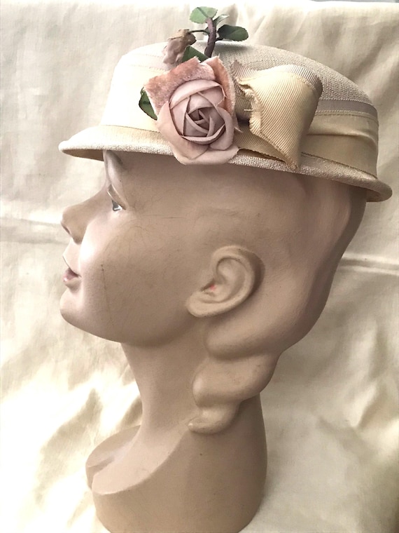 Little Pale Pink Hat • 1940’s -50’s Pillbox Hat •… - image 3