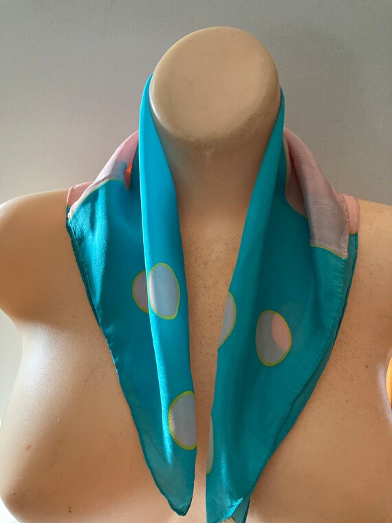 Small Silk Square Scarf• Rock-a-Billy Style Scarf… - image 4
