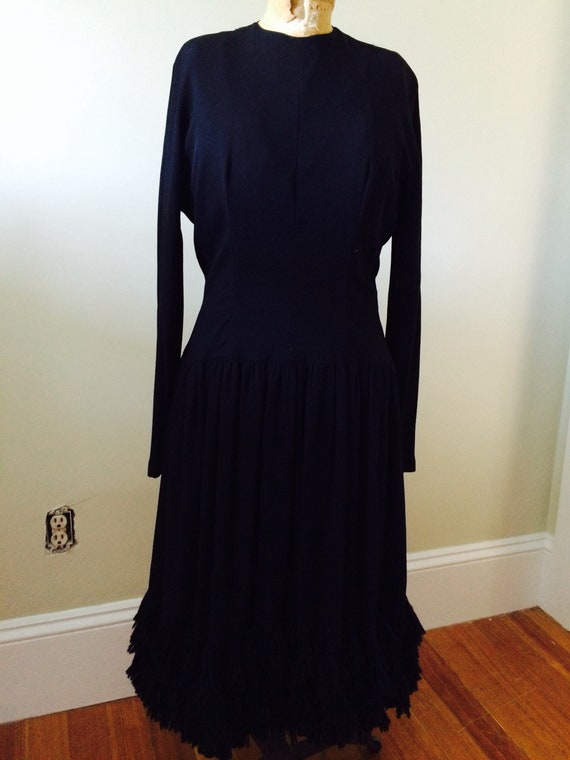 Women's Vintage Clothing / 1950's Black Wool Crepe