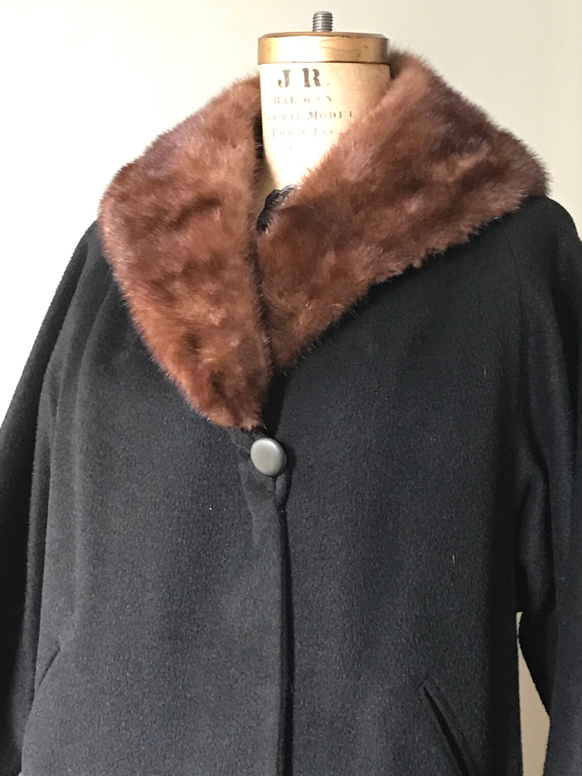 Vintage Women's Black Wool 1960s Jacket M