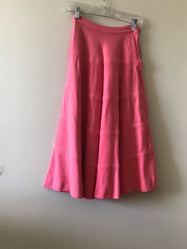 Women’s Vintage Clothing/ Salmon Linen Blend Full Skirt image 5
