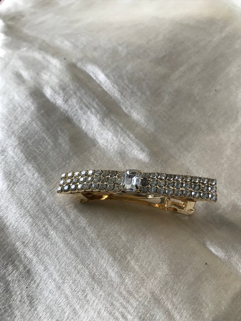 Vintage Rhinestone Barrettes / 1980's Hair Barrettes / Etsy