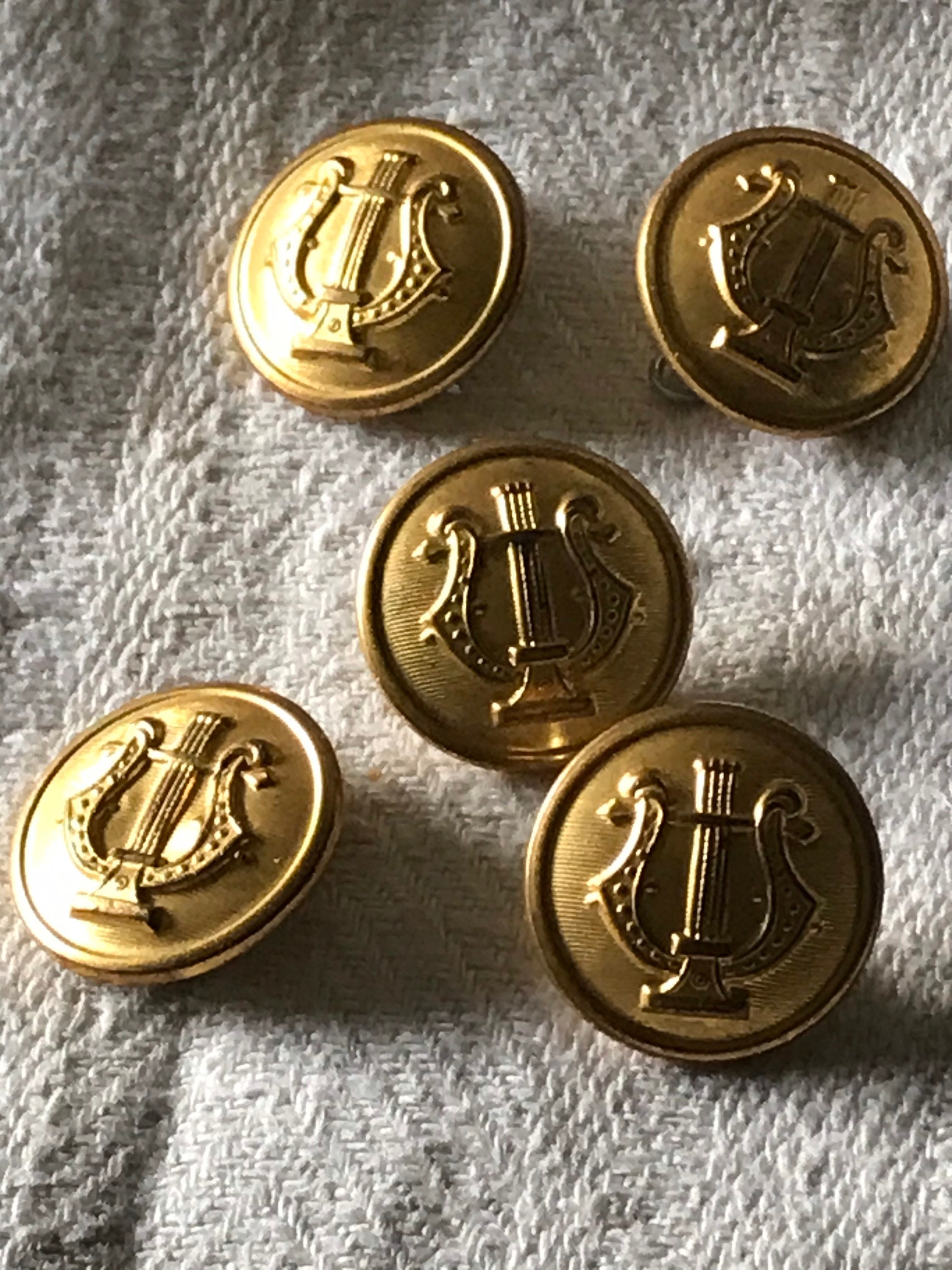 Blazer Buttons Gold Tone Military Design 19mm a Set of 5 