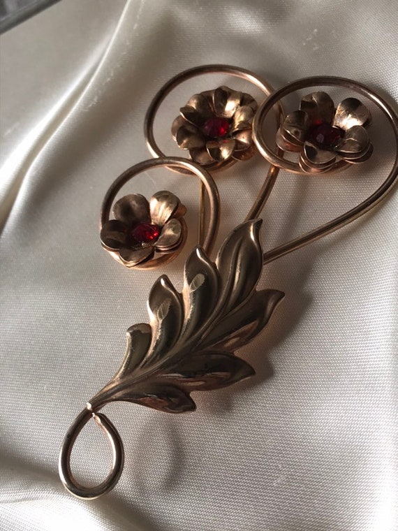 Lang Jewelry Company Sterling Silver Mid-Century Floral Brooch - Ruby Lane