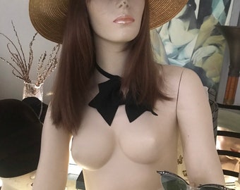 Sombrero de paja vintage • Accesorio para bodas de verano y fiestas en el jardín