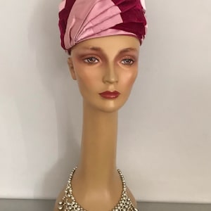 Vintage Turban Hat / Formal Turban Hat / 1950’s Millinery/ Size 22 Pink & Fushia Formal Turban Hat / Formal Millinery