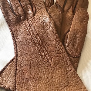Vintage Accessories • Pigskin Leather Driving Gloves • Cognac Pigskin Gloves • 1950’s Pigskin Gloves