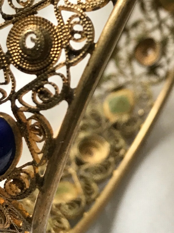 Vintage Costume Jewelry Bracelet / Blue Stone & B… - image 8