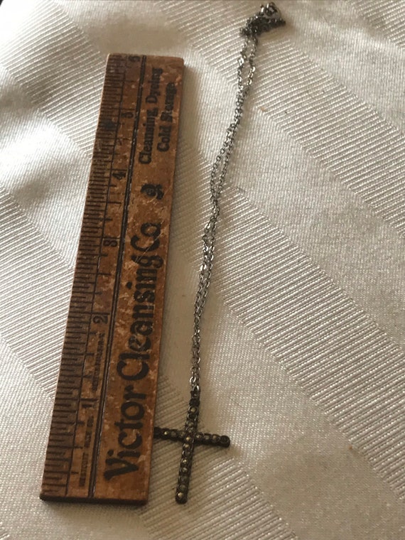 Vintage Marcasite Cross Necklace - image 9