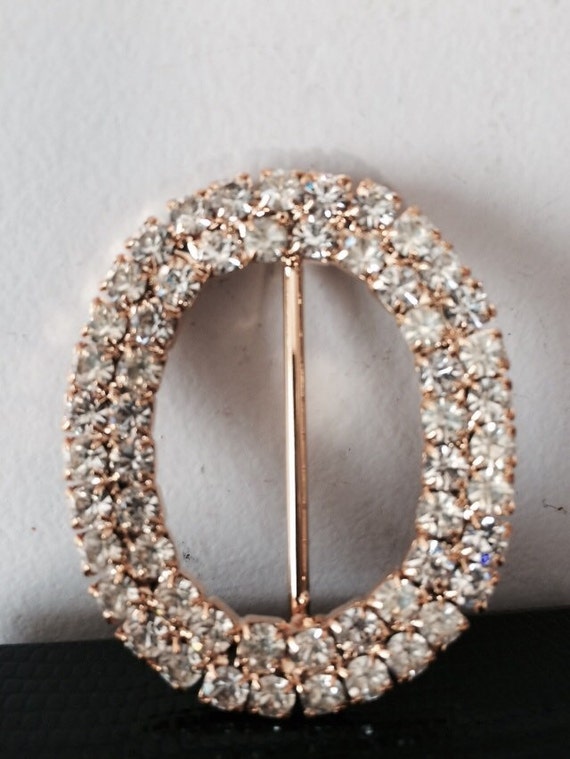 Rhinestone Oval Shape Jeweled Buckle Finding / Fa… - image 3