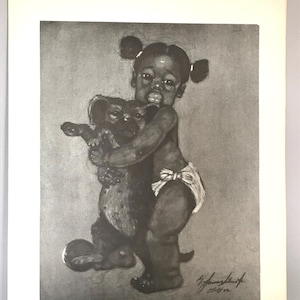Póster vintage / Póster de niña de los años 70 / Póster de niña negra con cachorro / Póster afroamericano