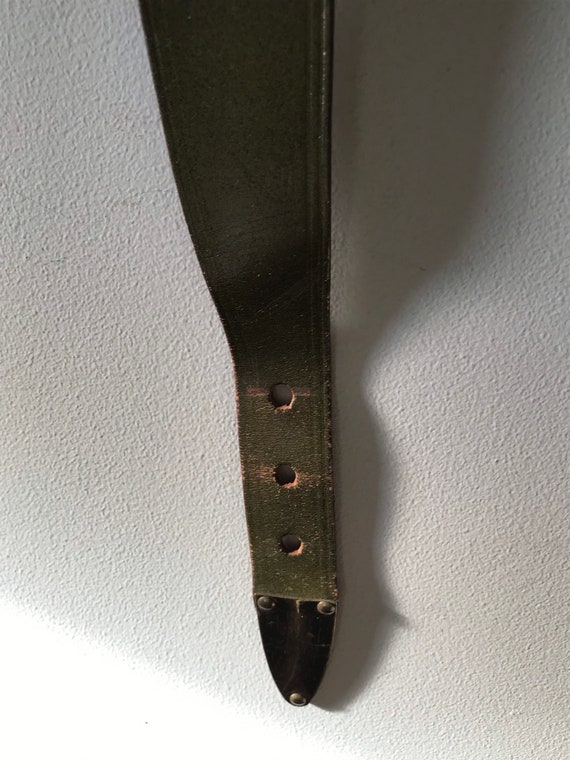 Vintage Belt /1950’s Olive Green Leather Belt / B… - image 7