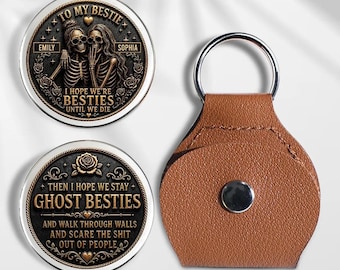 Custom Best Friend Pocket Hug Keychain, Funny Skeleton Gift For Long Distance Bestie, Halloween Keepsake