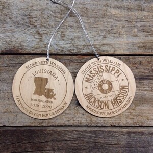 Missionary Gift - Custom Engraved Wood Mission Remembrance Ornaments