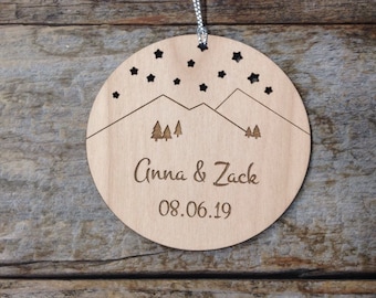 Mountains Valentine Custom Wood Christmas Ornament Personalized Gift