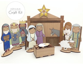 Christmas Nativity Paint & Play Wood Craft Kit - DIY Kids Gift